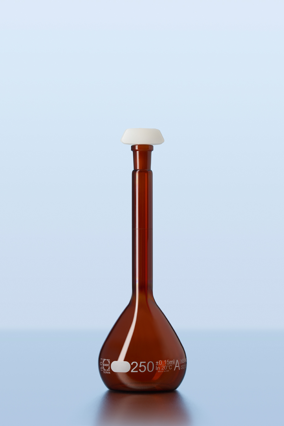 Målekolbe, glas, br, A, b-cer, 14/23, 250ml, 2stk