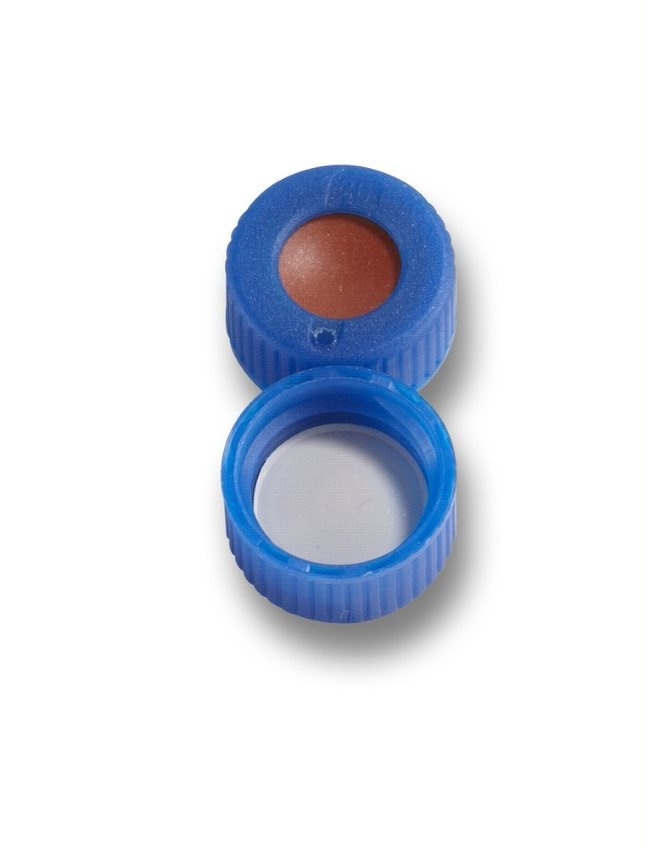 Skruelåg 9mm blå PP gummi/PTFE, 100stk