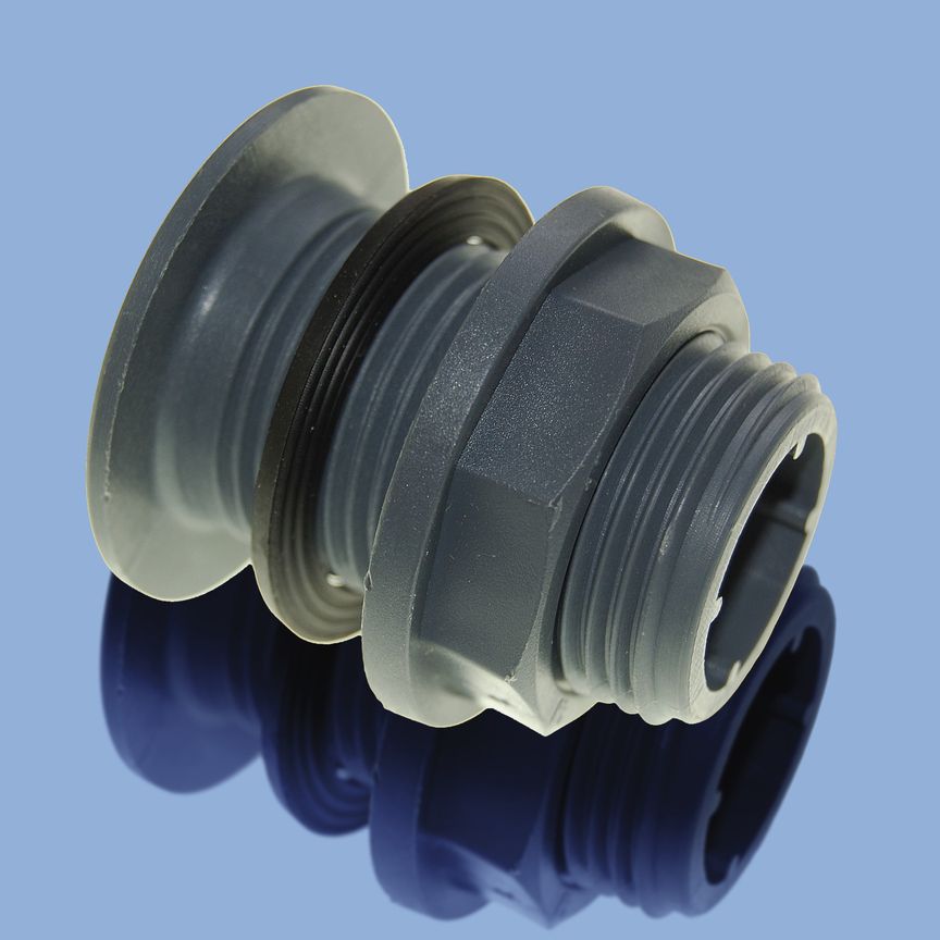 Container connection, PP, 1/2", NW 13,5mm, grey