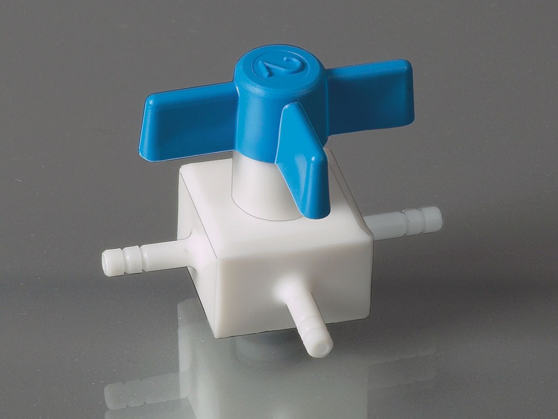 PTFE-valve, three-way, Ø4,5mm, NW 2mm, autoklav.