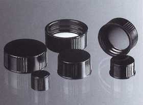 Screw cap 8-425 wo/hole, blk, butyl/PTFE, 100 pcs
