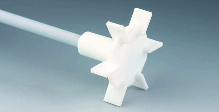 Skaft m. turbine-omrører, 600/75/8/10mm, PTFE