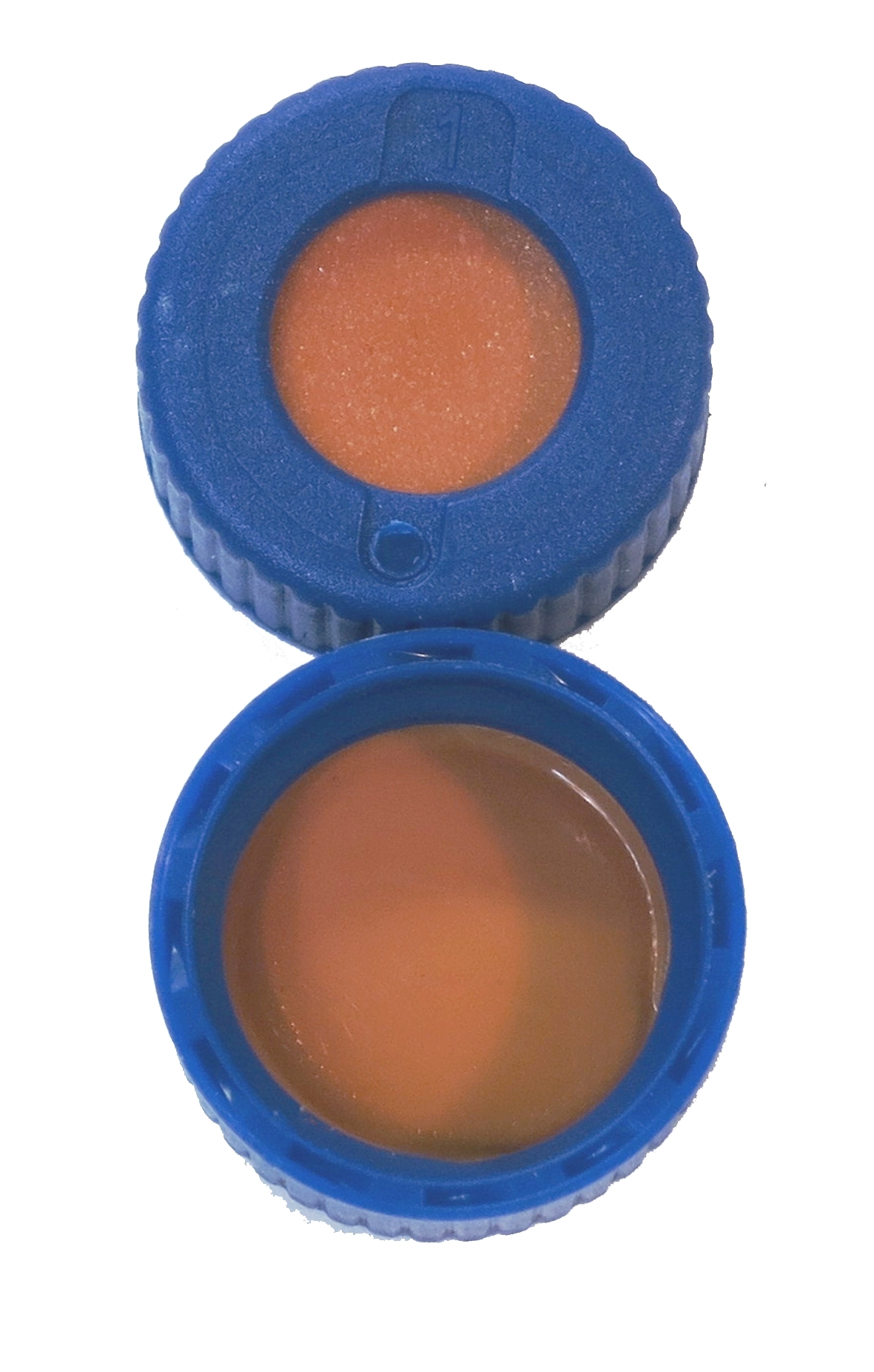 Skruelåg 9mm blå PP gummi/TEF, 100stk