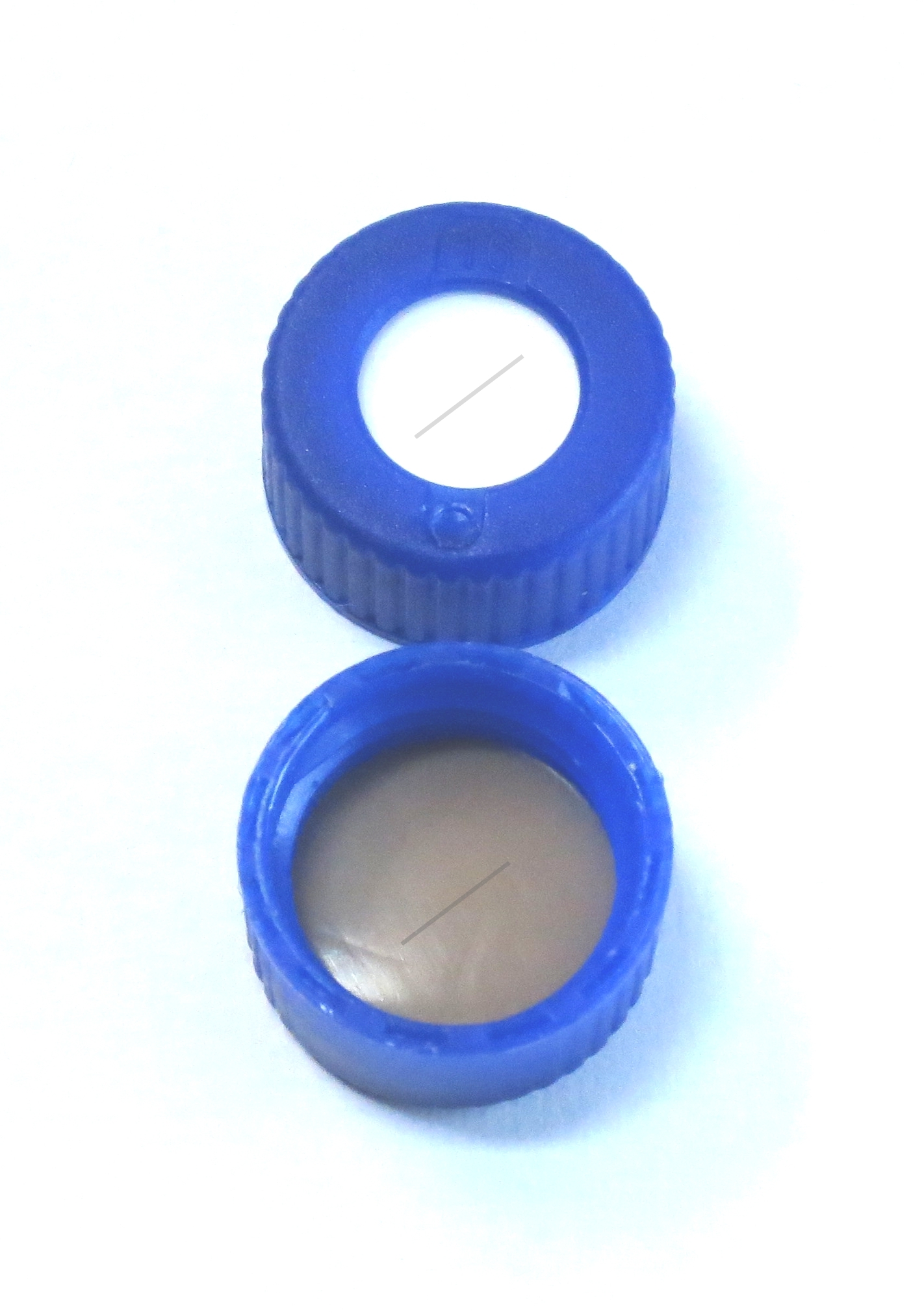 Skruelåg 9mm blå PP sili/PTFE bonded slids, 100stk