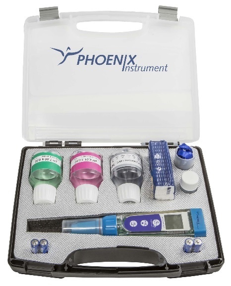 pH-Tester with solutions in case