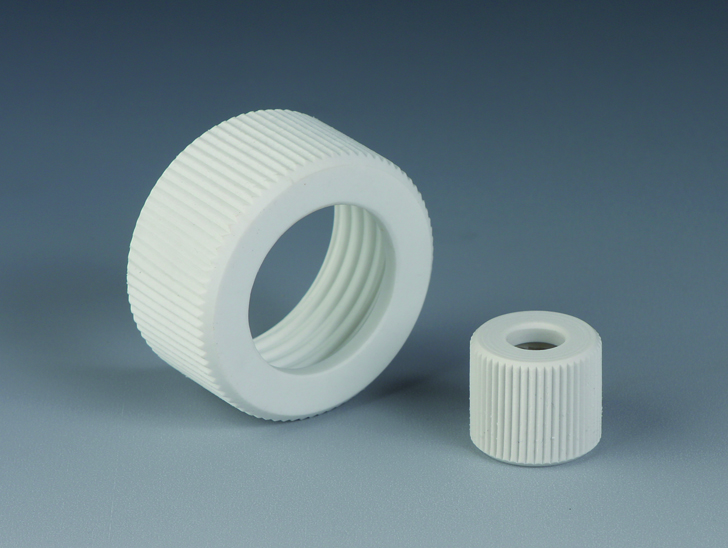 Skruelåg med hul, PTFE/GF