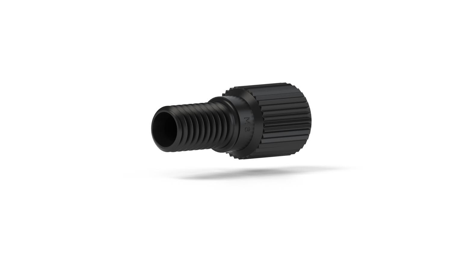 Skrue flangeløs, Delrin, 1,8mm-1/8", M6, sort