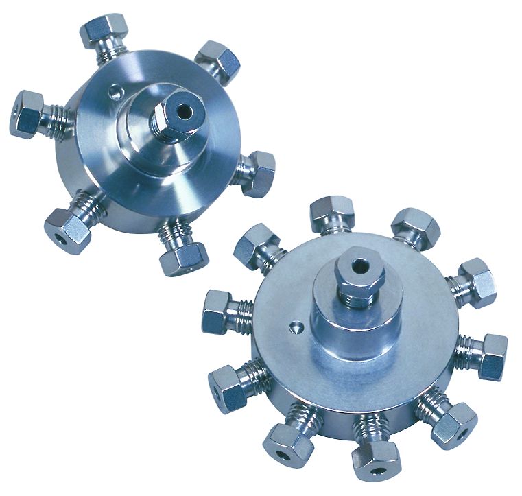 Manifold 1/8", 6 inls 1 outl, inl 2mm/outl 2mm, SS