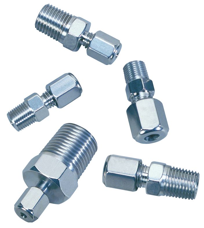 Male pipe adaptor 1/2"M-NPTx1/4"ext, 4,6mm bore, S