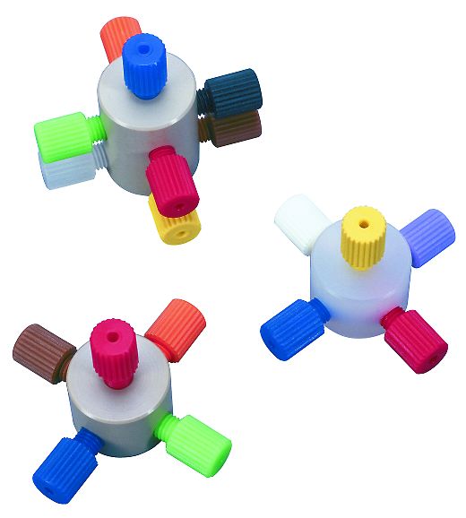 Cheminert manifold 1/4"-28, 1/16" tubing, 4-1, 0,7