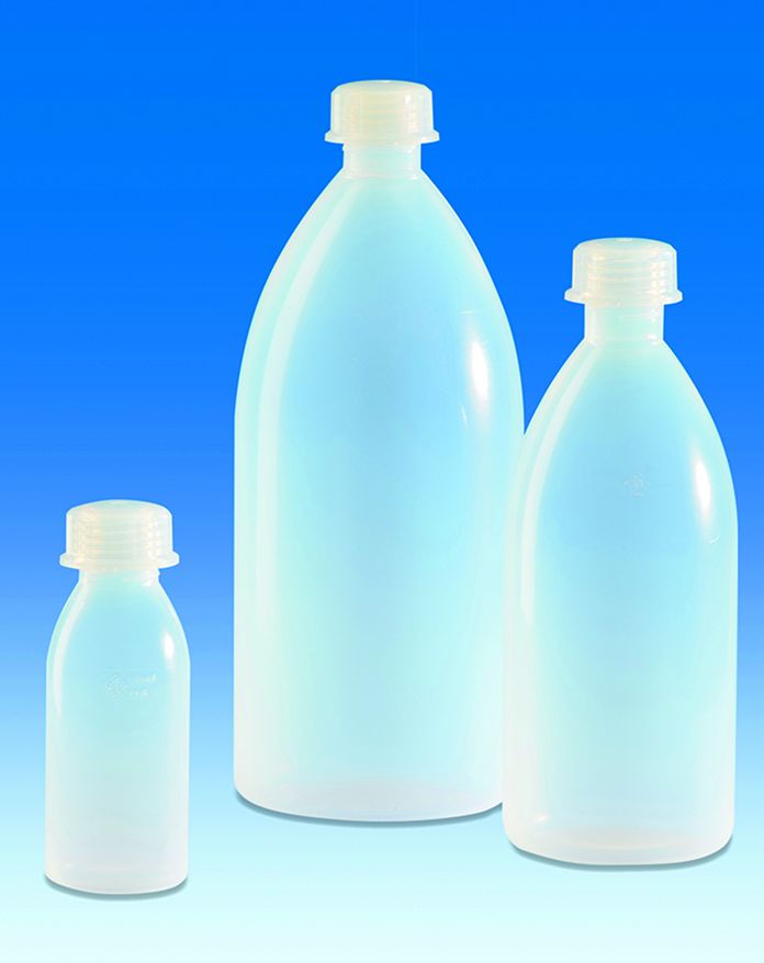 Flaske smal hals, PFA, skruelåg, PFA, 250ml