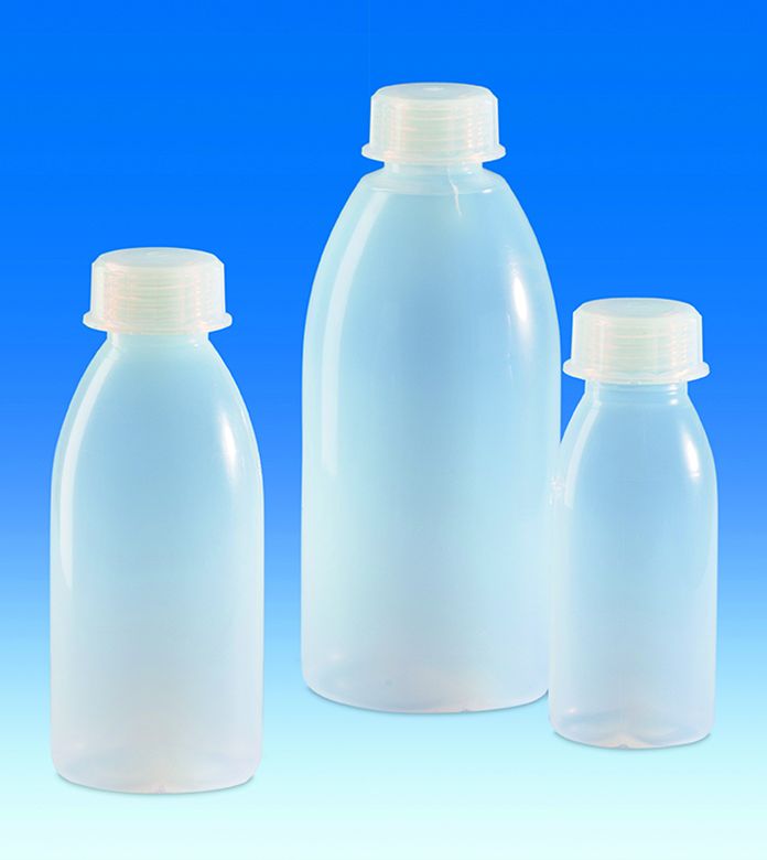 Flaske med vid hals, PFA, med skruelåg, PFA, 250ml