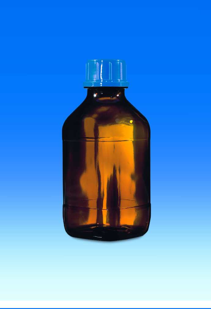 Flaske, brun glas, coated, firk., GL45, 1000ml