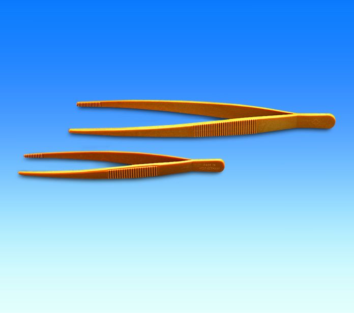 Pincet, POM, gul, stump, opt. fjedr. 115mm, 50stk