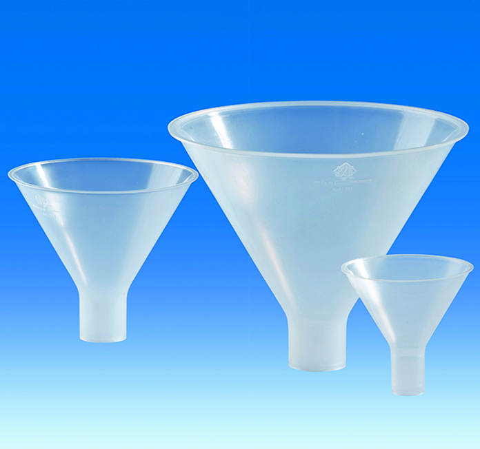 Funnel, powder-, PP, Ø150x138 mm, stem Ø28mm, 5pcs