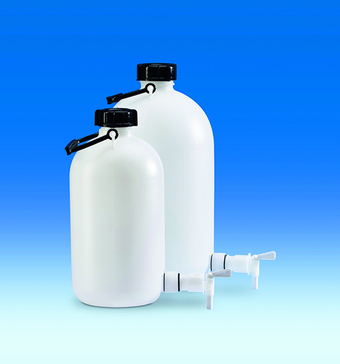 Storage bottle, PE-HD, with tap, narrow-mouth, 5 l