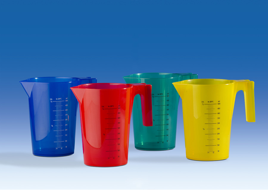 Set of beakers,500ml PP,blue,yellow,red,green
