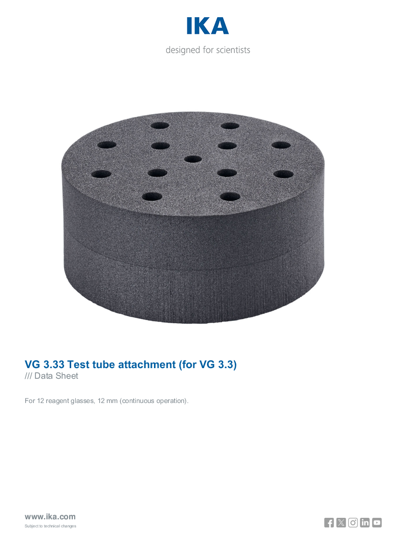 

Data Sheet VG 3.33 Test tube attachment  for VG 3.3 

