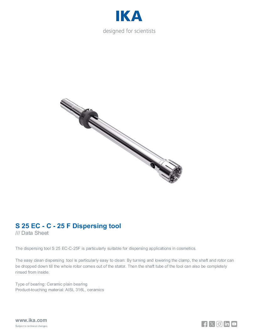 

Data Sheet S 25 EC   C   25 F Dispersing tool

