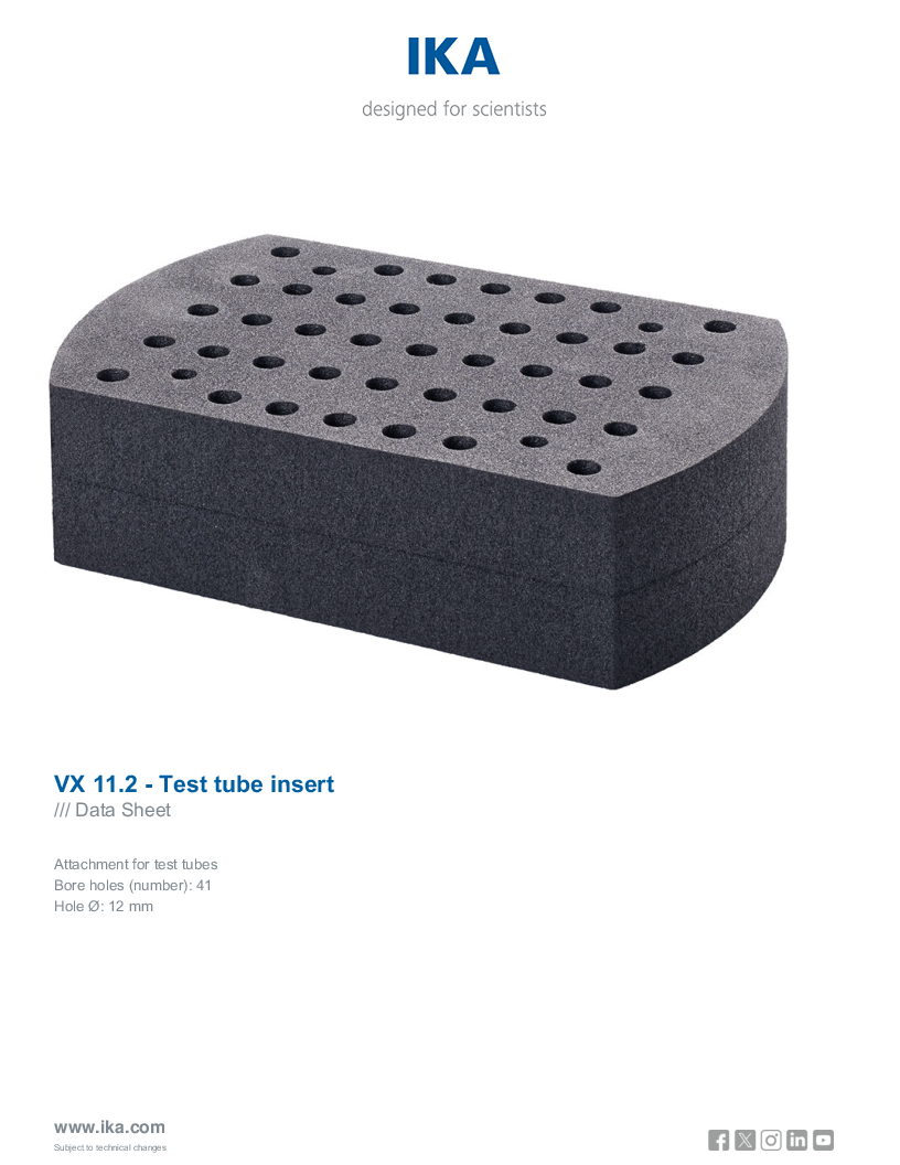 

Data Sheet VX 11.2   Test tube insert

