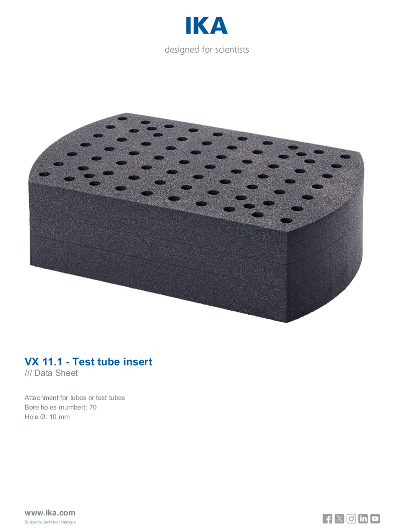 

Data Sheet VX 11.1   Test tube insert

