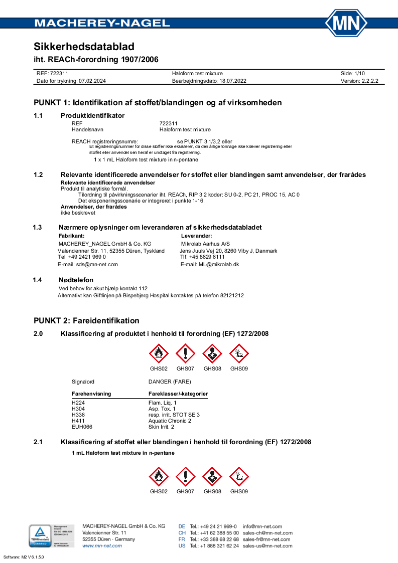 

Haloform test mixture in n pentaneml

