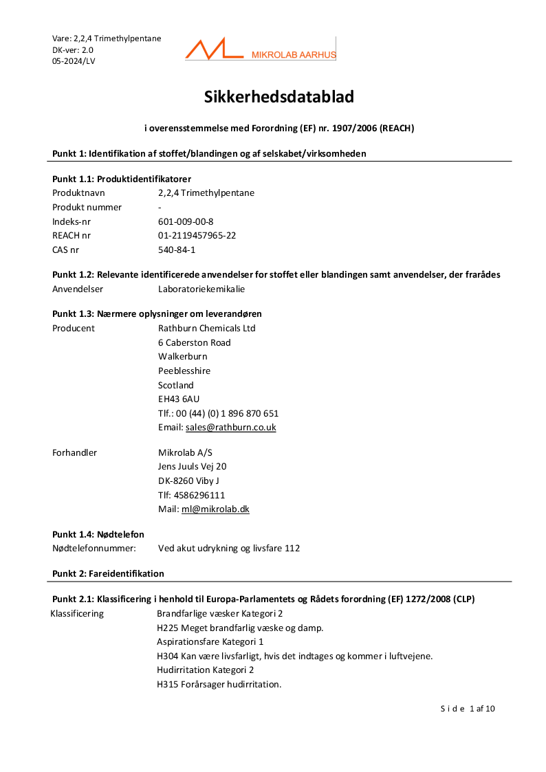 

2,2,4 Trimethylpentane

