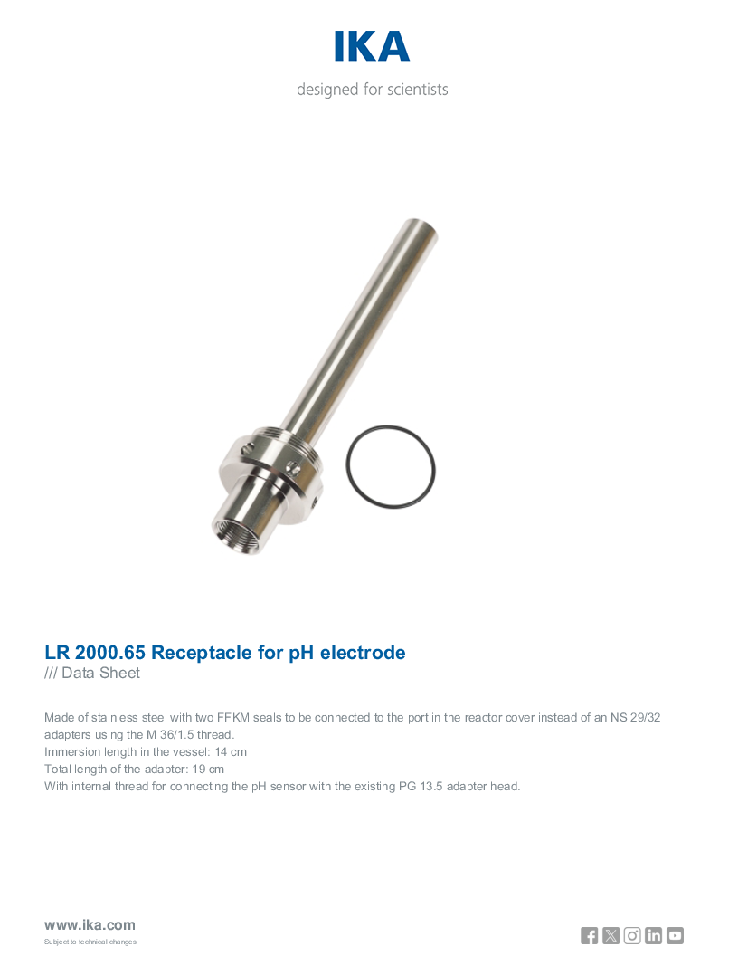 

Data Sheet LR 2000.65 Receptacle for pH electrode

