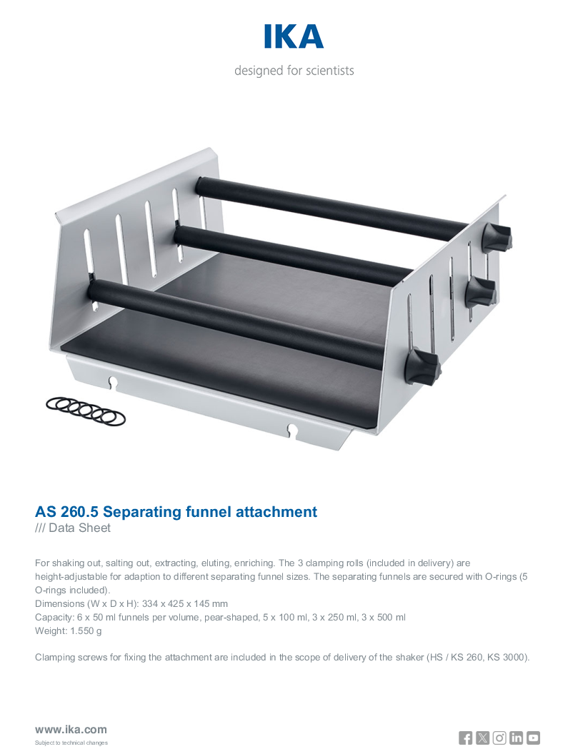 

Data Sheet AS 260.5 Separating funnel attachment

