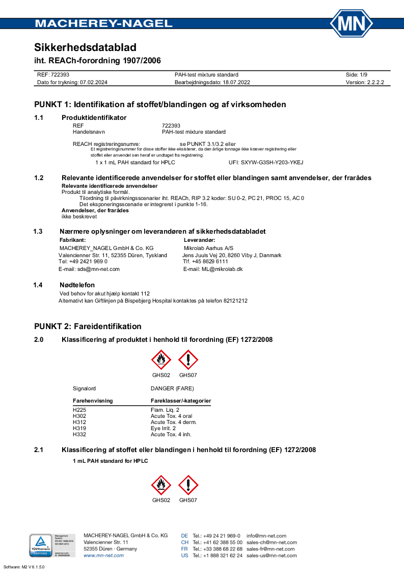 

PAH standard for liquid chromatography16 PAH acc.

