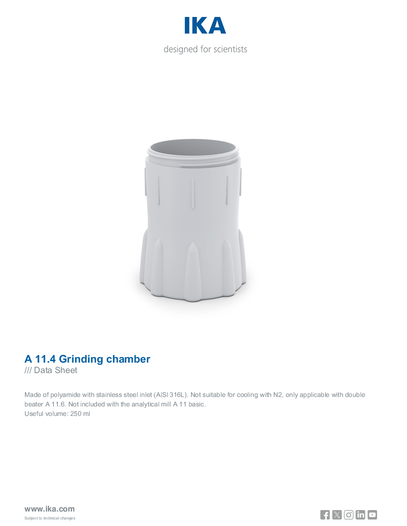 

Data Sheet A 11.4 Grinding chamber

