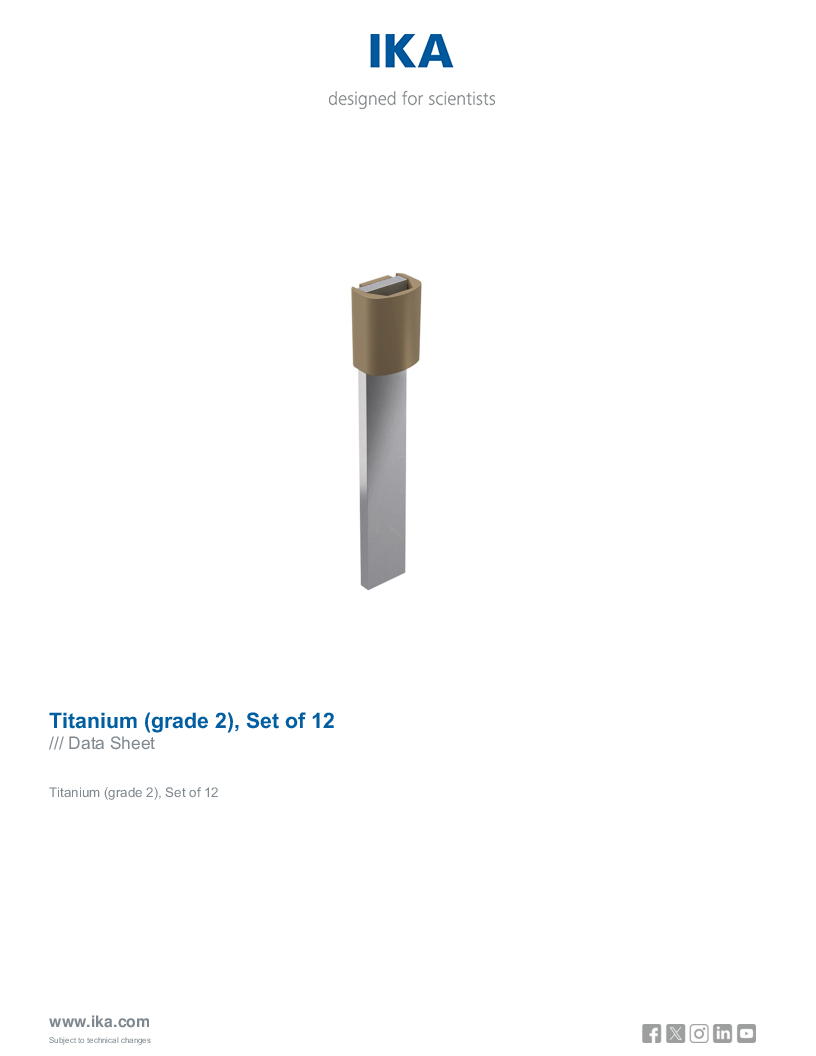 

Data Sheet Titanium  grade 2  Set of 12

