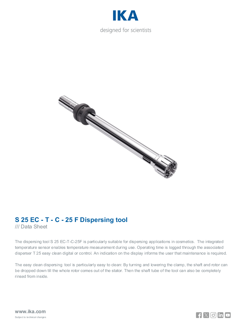 

Data Sheet S 25 EC   T   C   25 F Dispersing tool


