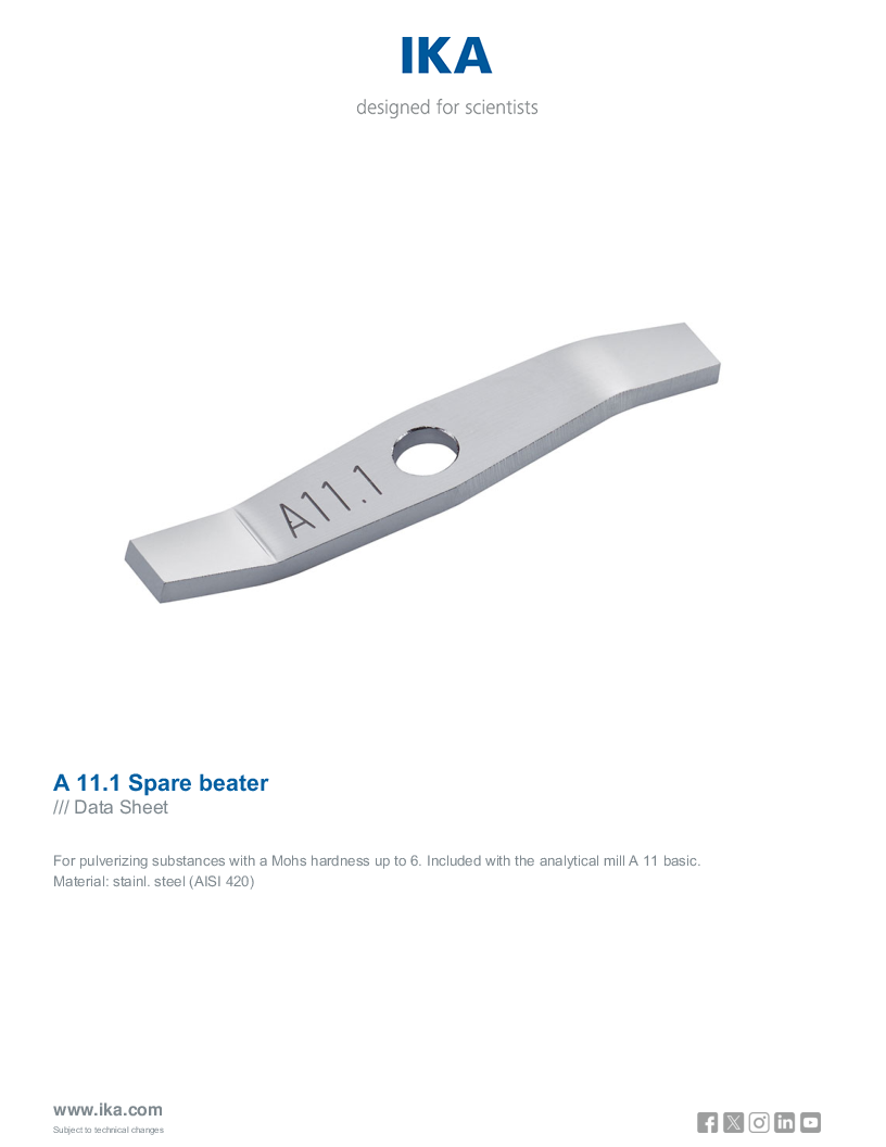 

Data Sheet A 11.1 Spare beater

