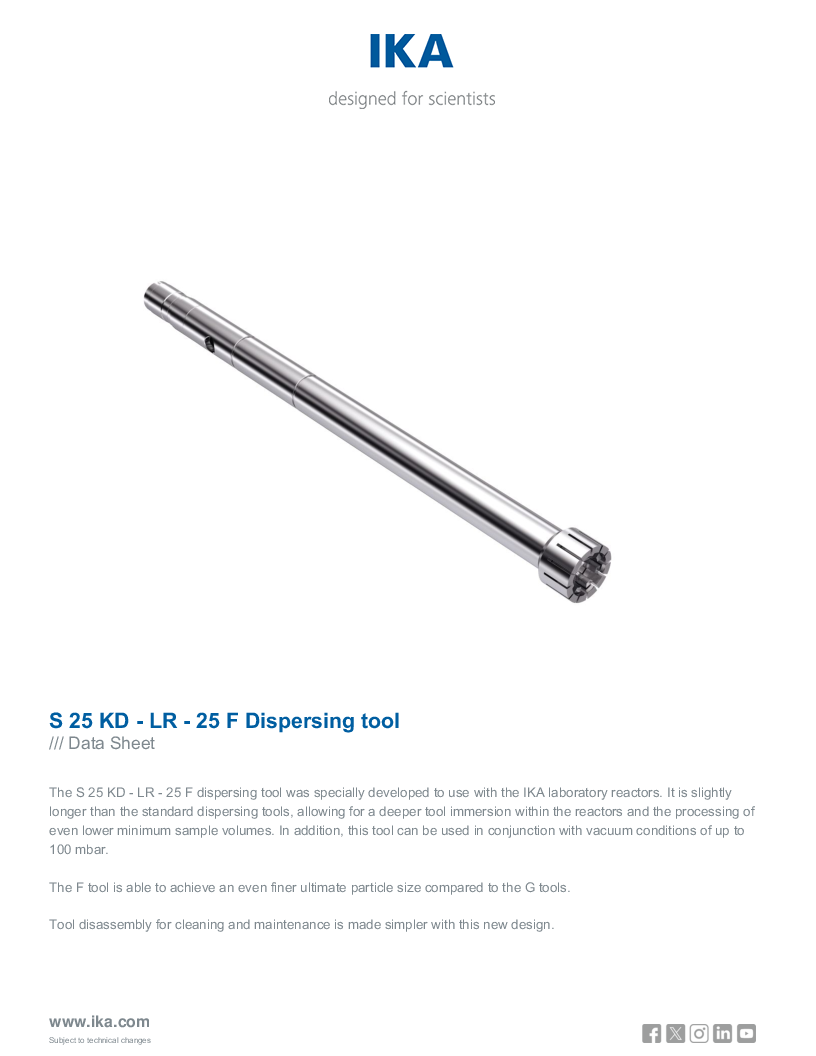 

Data Sheet S 25 KD   LR   25 F Dispersing tool

