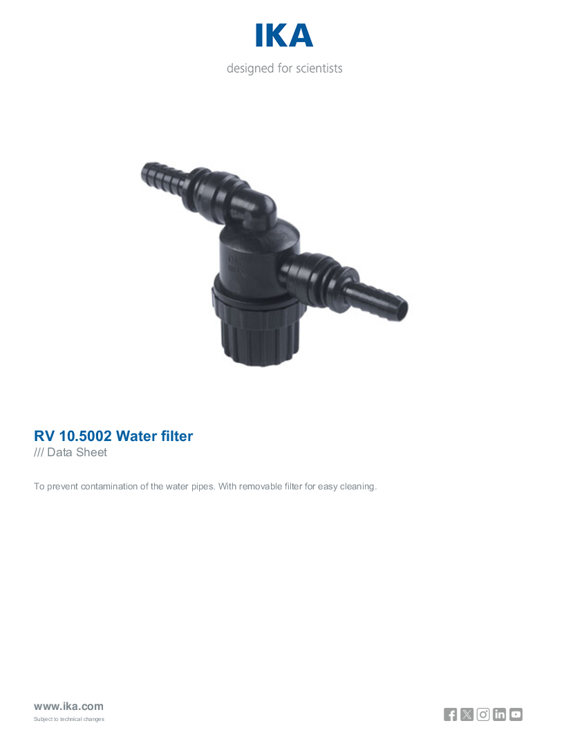 

Data Sheet RV 10.5002 Water filter

