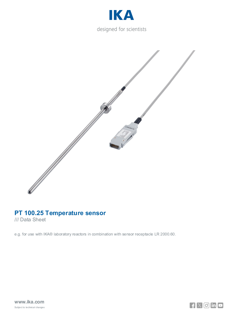 

Data Sheet PT 100.25 Temperature sensor

