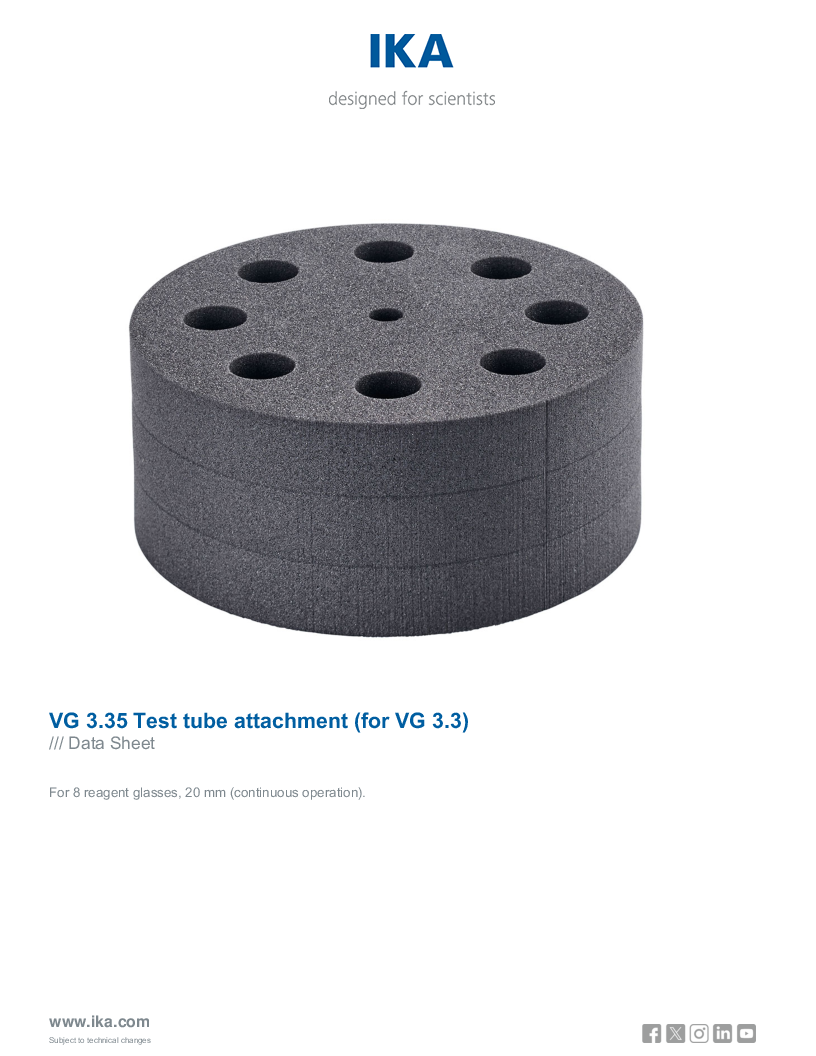 

Data Sheet VG 3.35 Test tube attachment  for VG 3.3 

