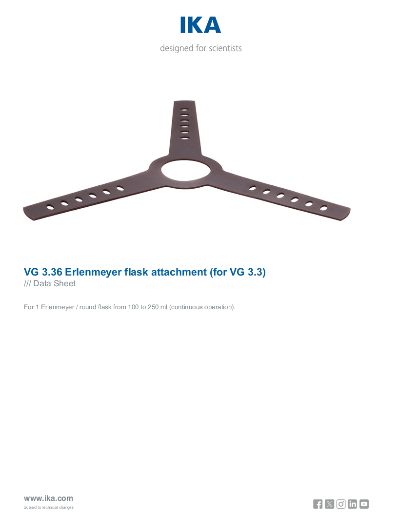 

Data Sheet VG 3.36 Erlenmeyer flask attachment  for VG 3.3 


