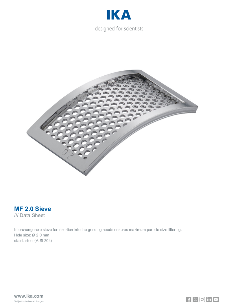 

Data Sheet MF 2.0 Sieve

