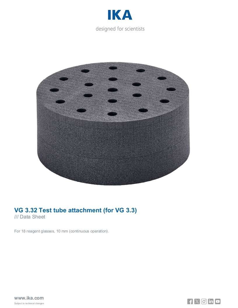 

Data Sheet VG 3.32 Test tube attachment  for VG 3.3 

