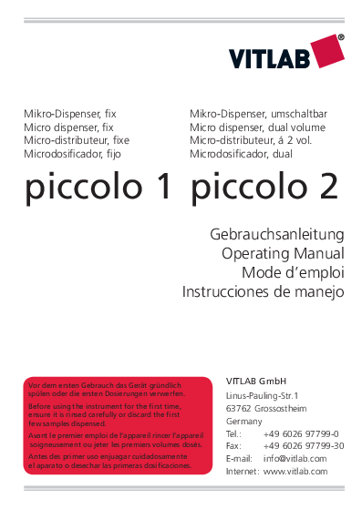 

VITLAB Piccolo manual

