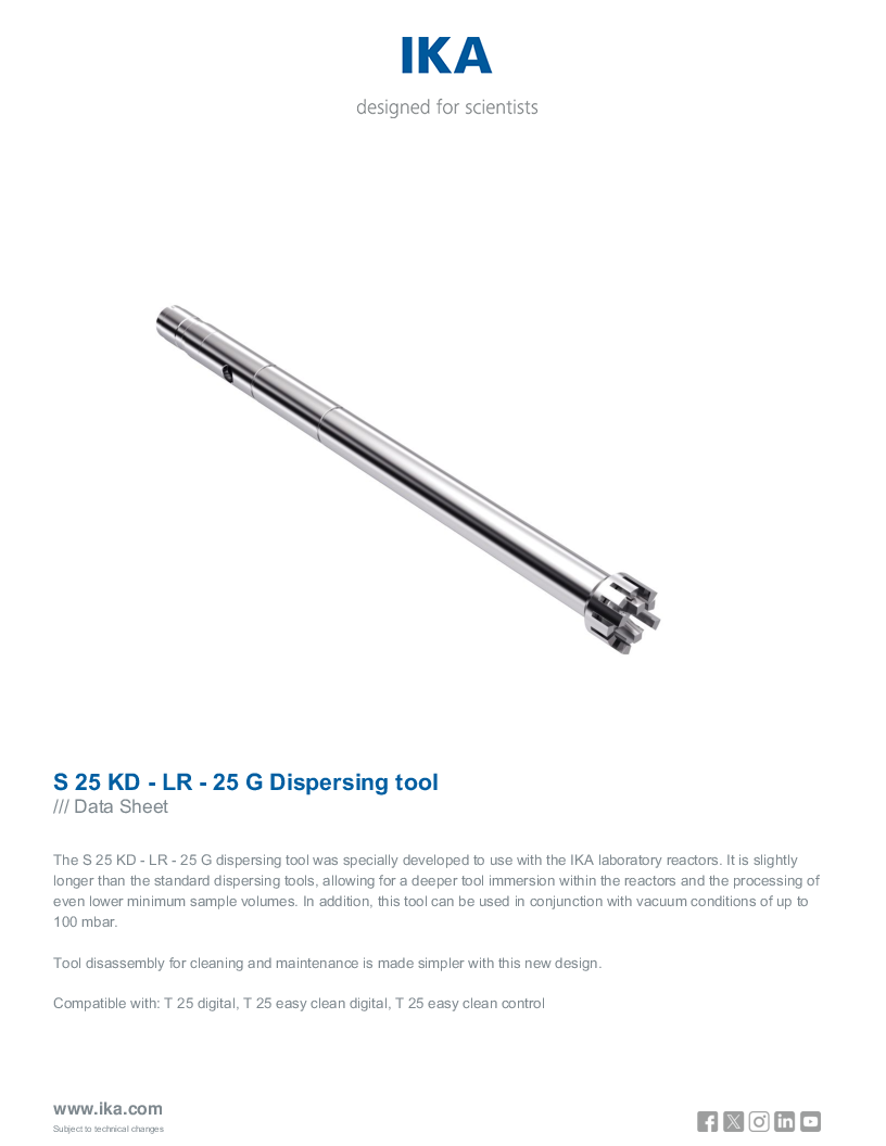 

Data Sheet S 25 KD   LR   25 G Dispersing tool

