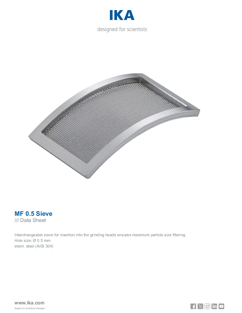 

Data Sheet MF 0.5 Sieve

