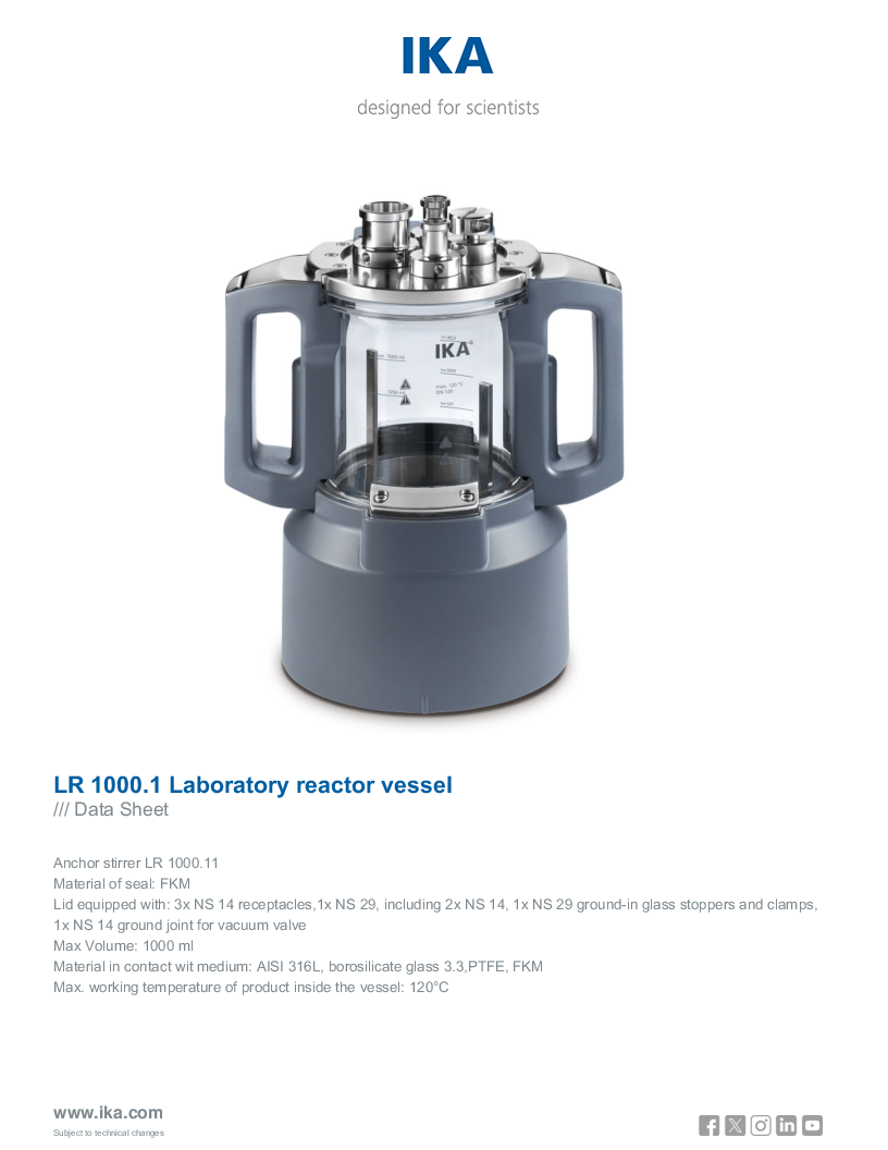 

Data Sheet LR 1000.1 Laboratory reactor vessel


