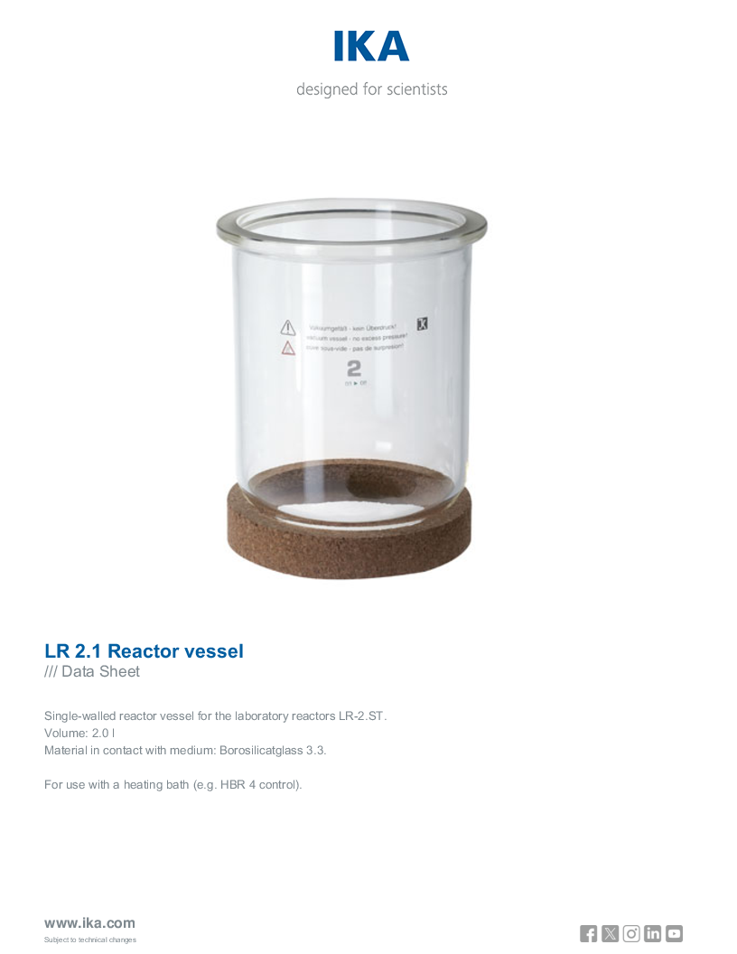 

Data Sheet LR 2.1 Reactor vessel


