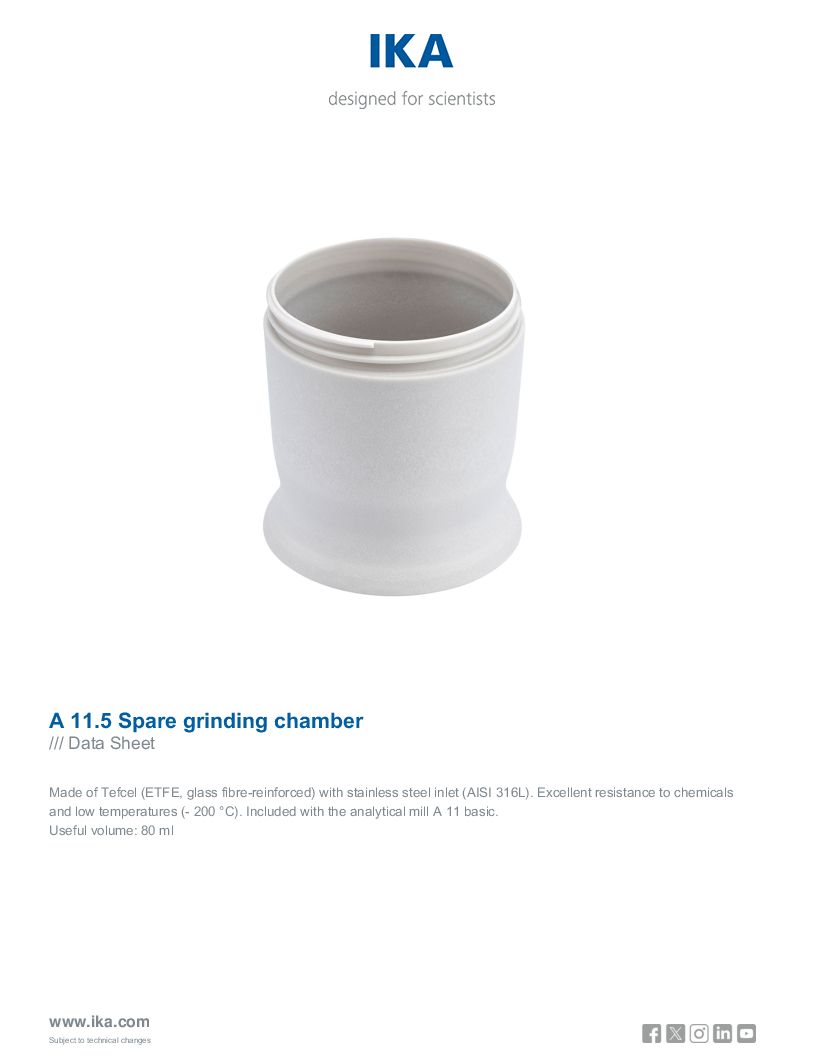 

Data Sheet A 11.5 Spare grinding chamber

