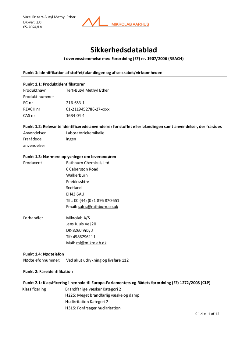 

tert Butyl Methyl Ether

