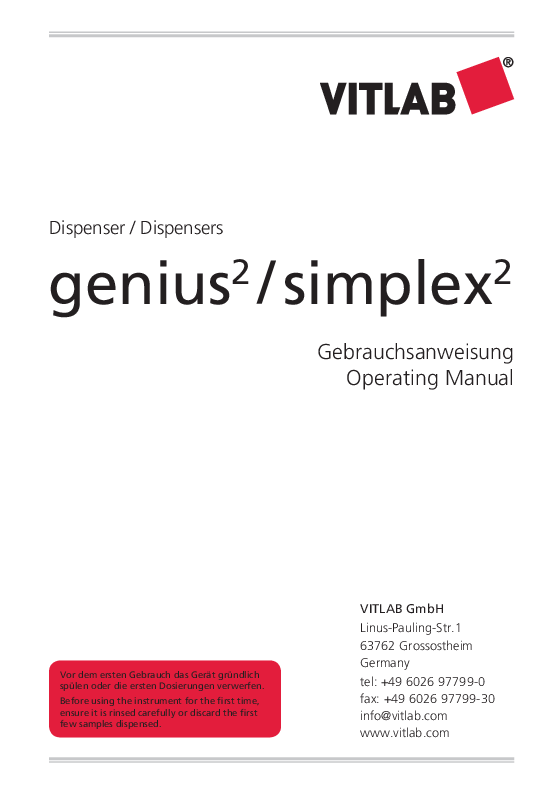 

VITLAB Genius Simplex manual

