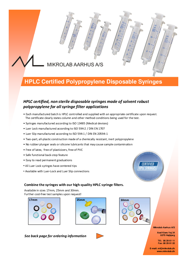 

HPLC Certified Syringes

